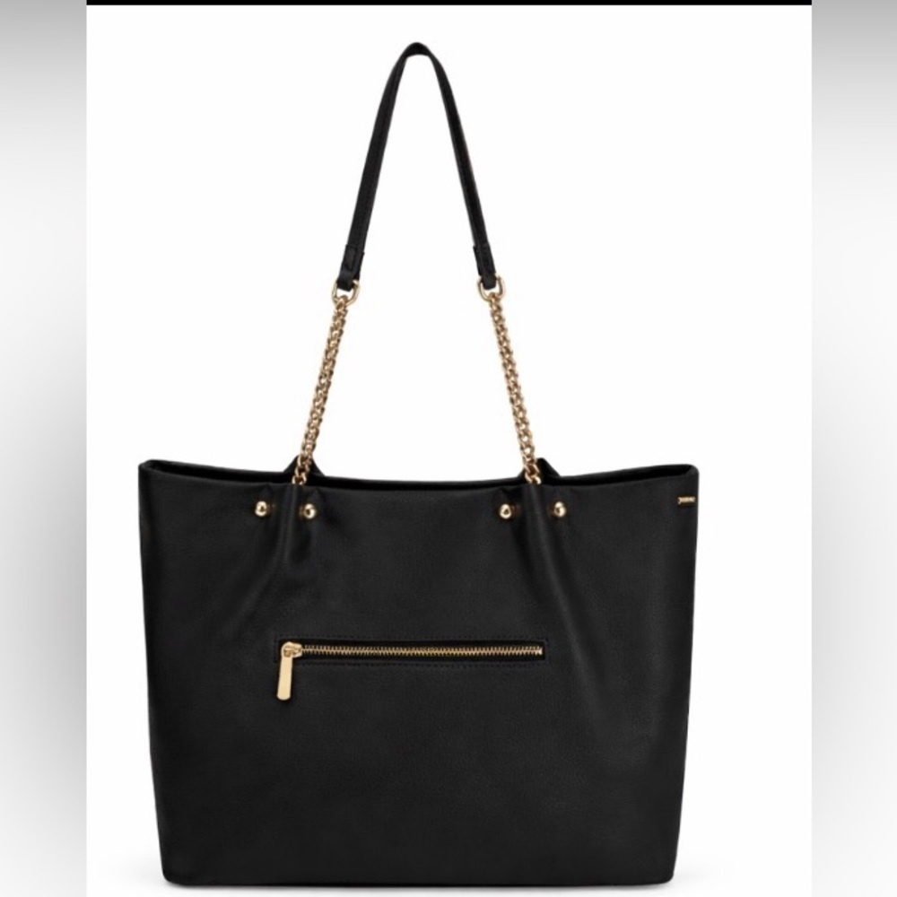 David Jones Black Shoulder Handbag Chain Strap Top Zip Tote